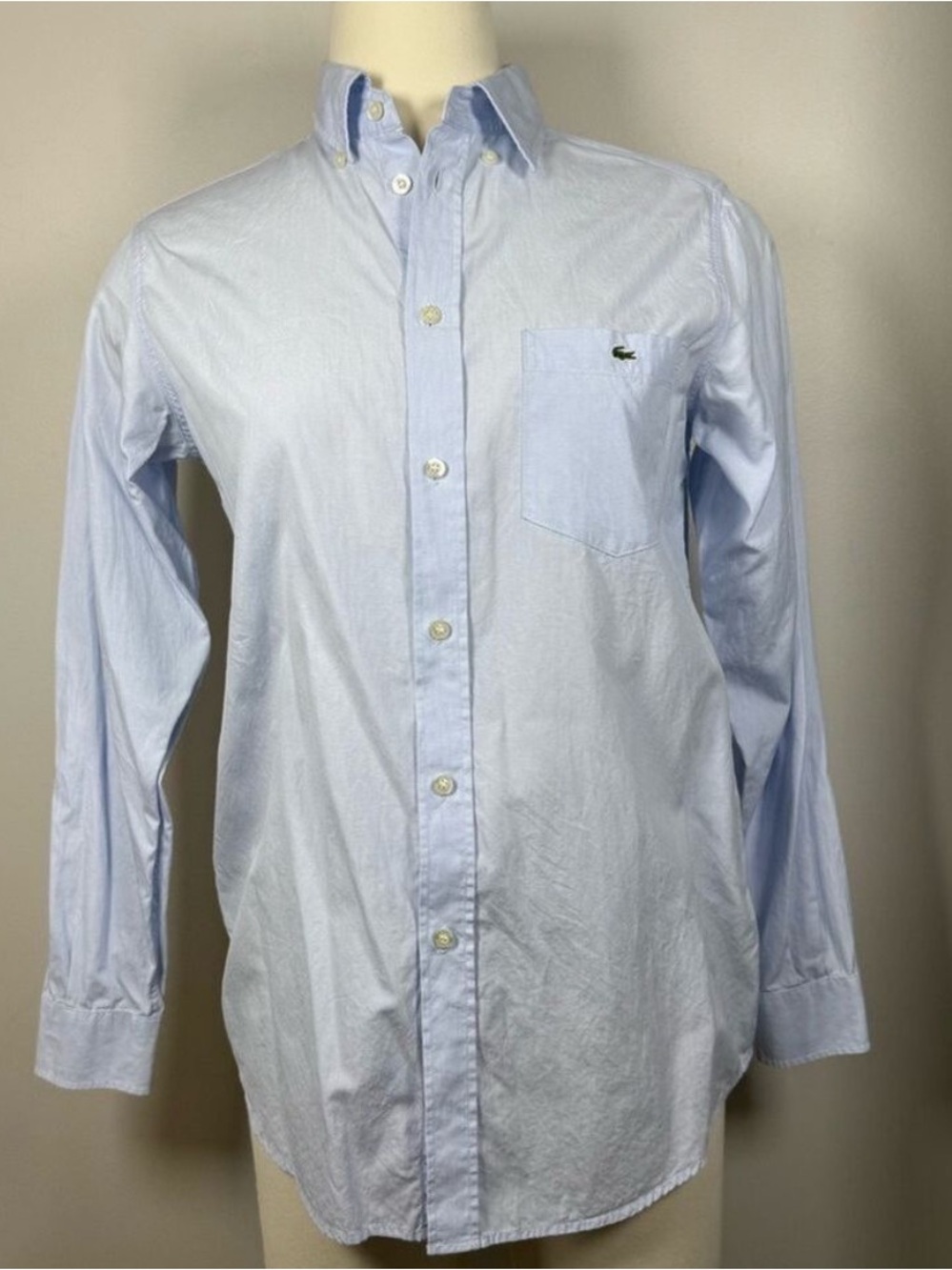 Lacoste Button Down Shirt  Blue fit Small Adult